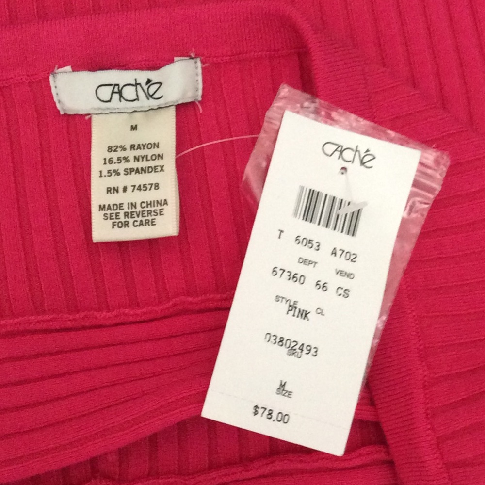 Cache Pink Ribbed Halter Top NWT - Picture 4 of 4